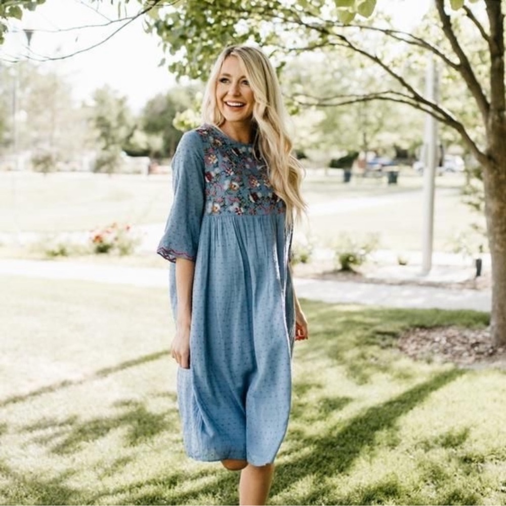 Orange Creek womens boho dress embroidered size small
